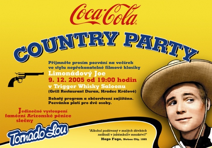 Pozvánka na firemní večírek zaměstnanců Coca-cola
