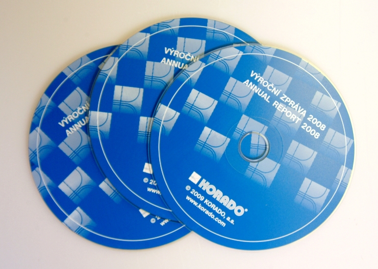 Výroční zprávy na CD pro firmu Korado s potiskem